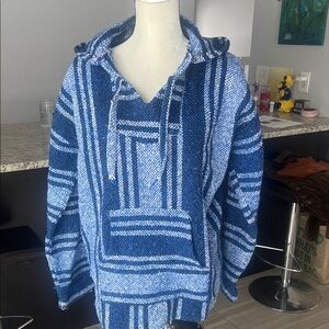 Blue Striped Baja Hoodie